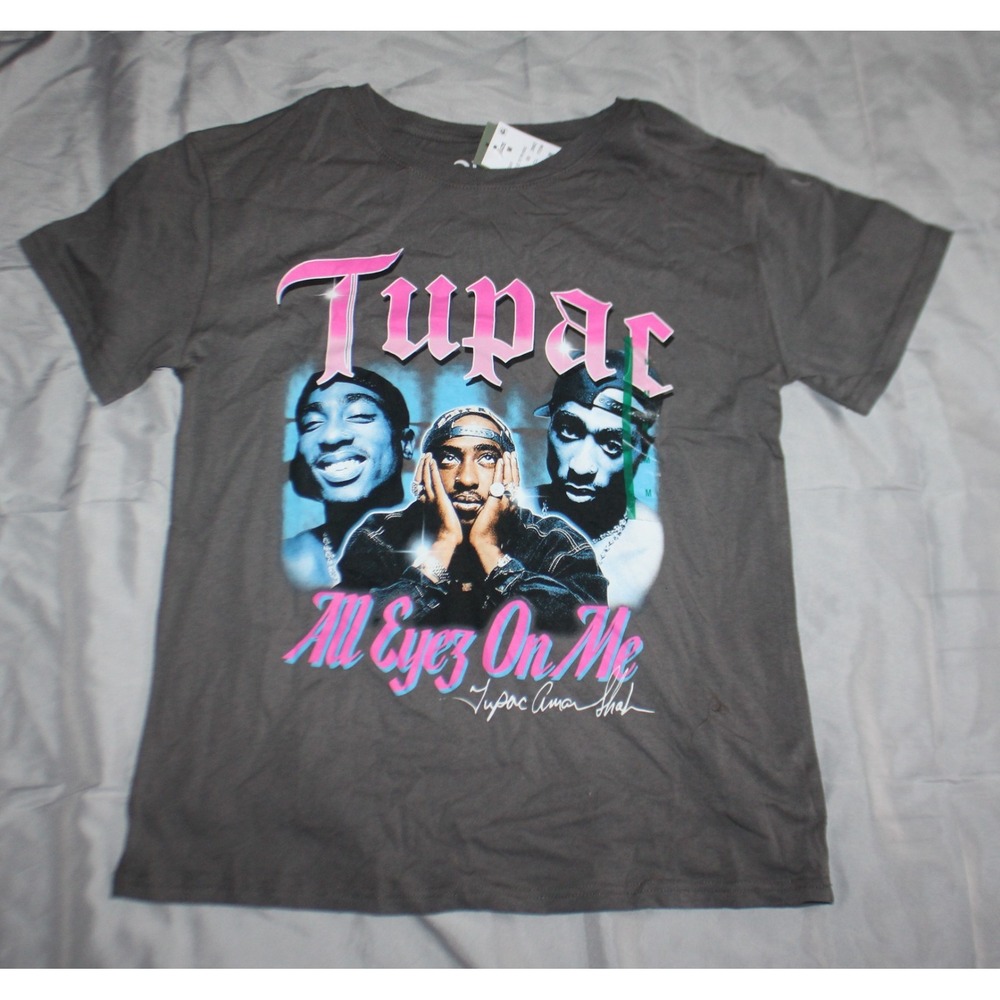 NWT 2PAC Tupac Women's Graphic T-Shirt Grey Size M